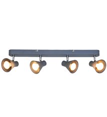 Réglette ou plafonnier Carter 4 ampoules métal gris compatible LED