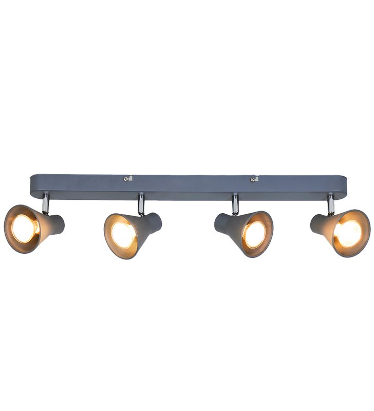 Réglette ou plafonnier Carter 4 ampoules métal gris compatible LED