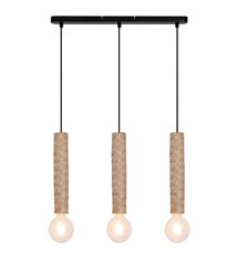 Suspension moderne Nala 132cm réglable 3 ampoules métal et bambou LED