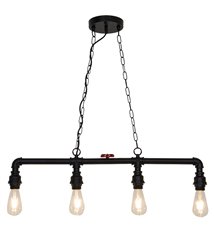 Lustre ou plafonnier Robin 100cm réglable métal noir et rouge compatible LED