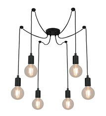 Suspension ou plafonnier design Lina 150cm réglable métal noir compatible LED