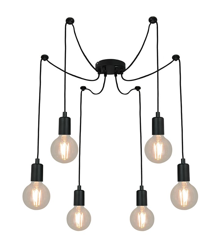 Suspension ou plafonnier design Lina 150cm réglable métal noir compatible LED