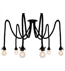 Suspension ou plafonnier design Mila 100cm réglable corde noir compatible LED