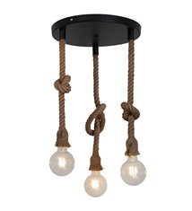 Luminaire de plafond Mila 100cm réglable métal noir et corde naturel  LED