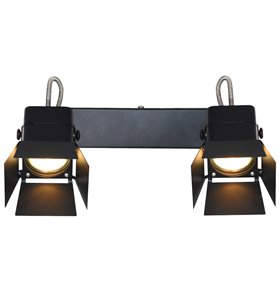 Réglette moderne Studio 2 ampoules métal noir compatible LED