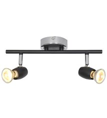 Réglette ou plafonnier moderne Alliage 2 ampoules métal noir chromé LED