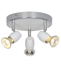 Plafonnier design Alliage 3 ampoules métal blanc chromé compatible LED