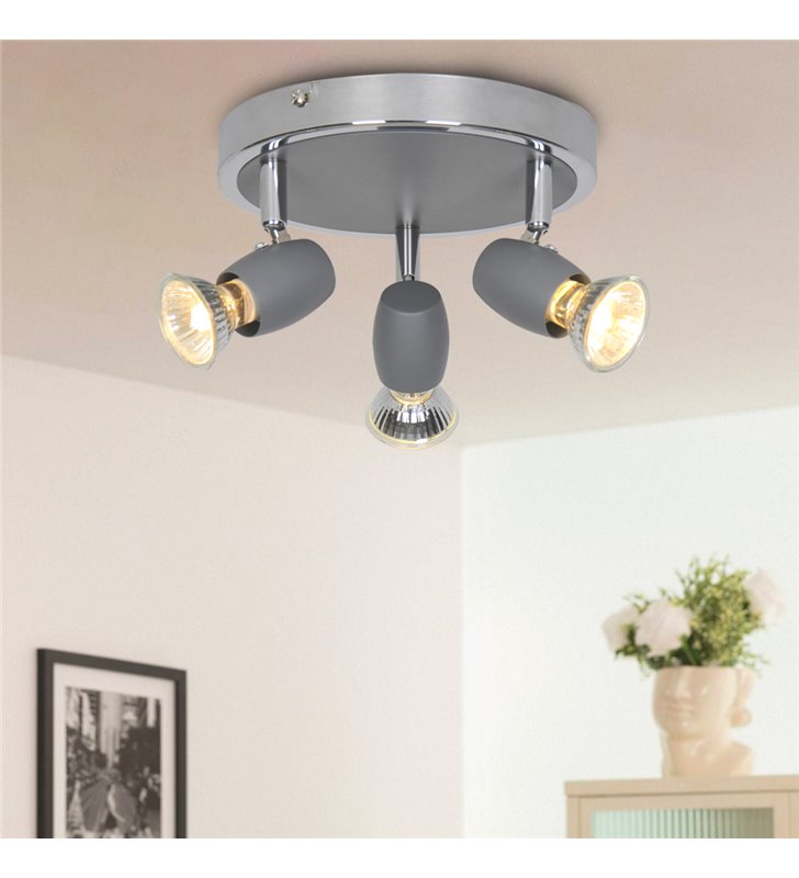 Luminaire de plafond moderne Alliage 3 ampoules métal gris chromé  LED