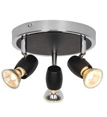 Eclairage plafond Alliage 3 ampoules métal noir chromé compatible LED