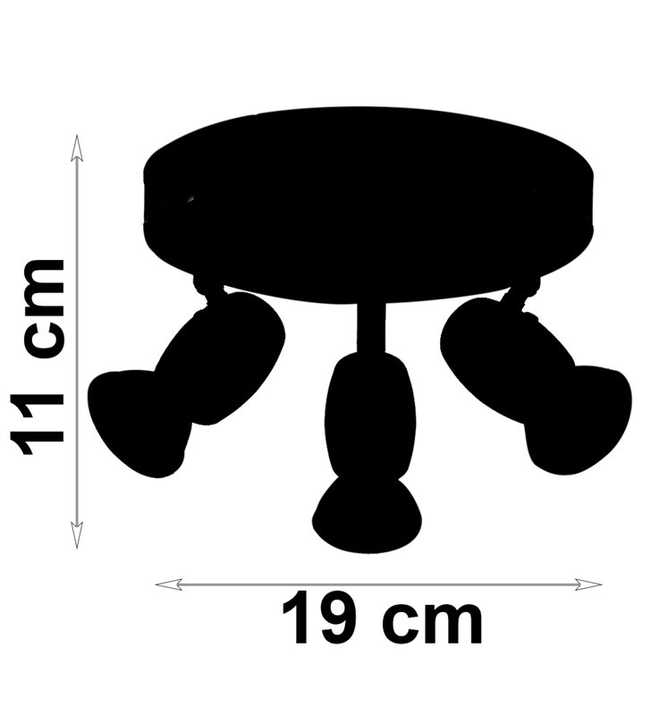 Eclairage plafond Alliage 3 ampoules métal noir chromé compatible LED