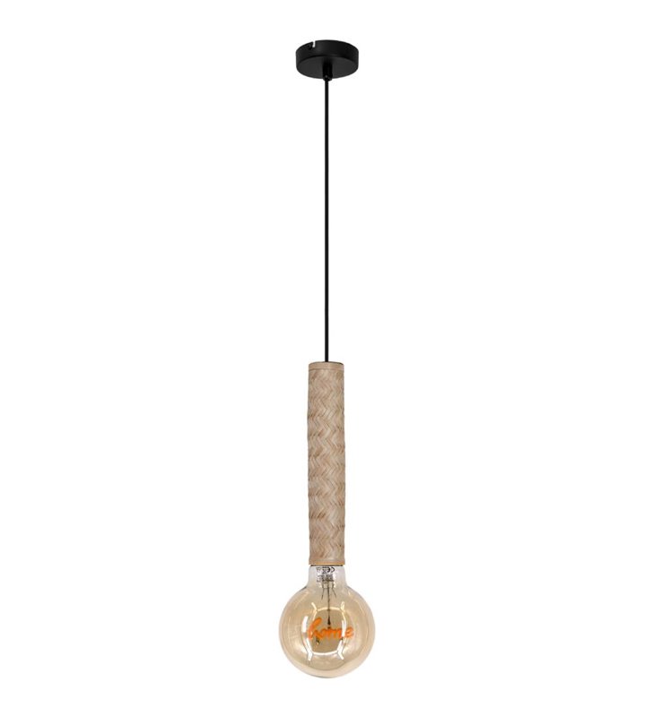 Suspension design Nala 132cm métal noir et bambou réglable LED