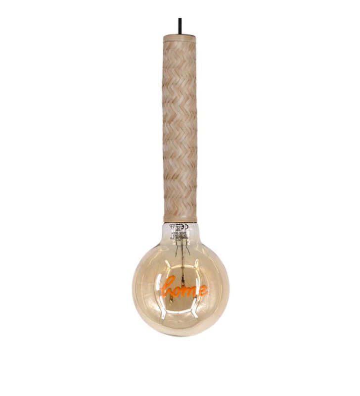 Suspension design Nala 132cm métal noir et bambou réglable LED