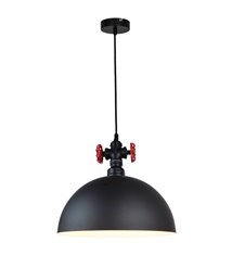 Suspension d\'intérieur design Robin 130cm réglable métal noir et rouge LED