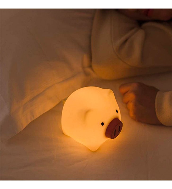 Veilleuse Piggy pour enfant tactile en silicone LED