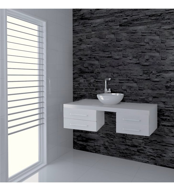 Meuble de salle de bain suspendu 120 cm Meuble sous vasque blanc CEDAM