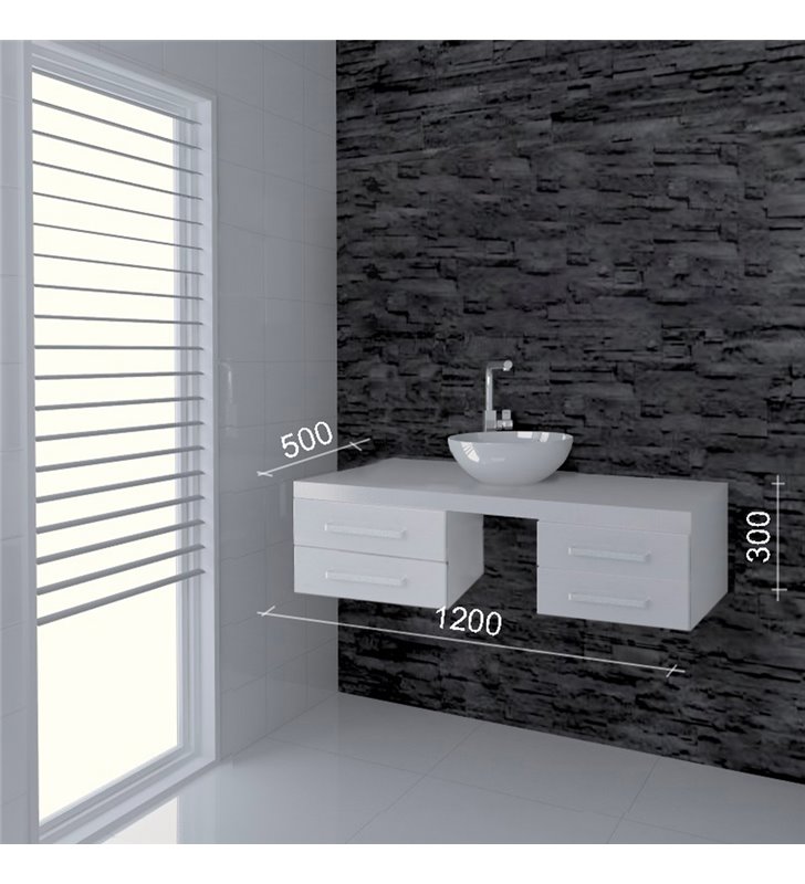 Meuble de salle de bain suspendu 120 cm Meuble sous vasque blanc CEDAM
