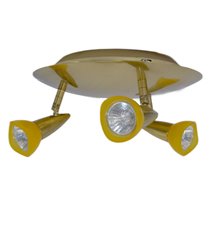 Plafonnier Xelux laiton brossé 3 spots orientables 50W