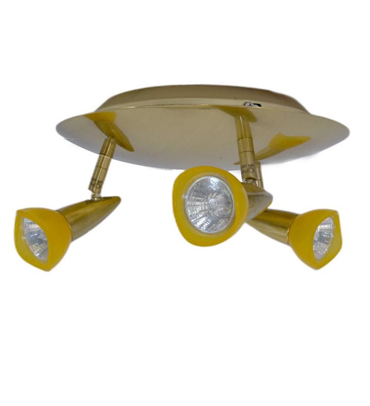 Plafonnier Xelux laiton brossé 3 spots orientables 50W
