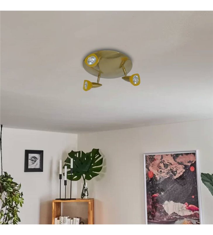 Plafonnier Xelux laiton brossé 3 spots orientables 50W