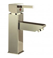 Mitigeur robinet de lavabo a bec fixe finition acier brossé cartouche céramique