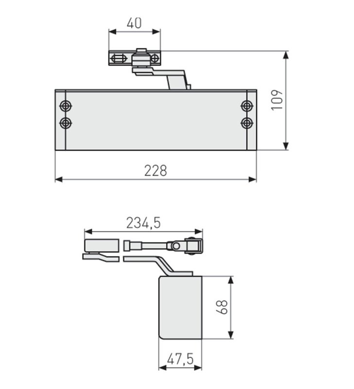 Ferme porte Abus 7603 1100mm groom Double reglage et reversible