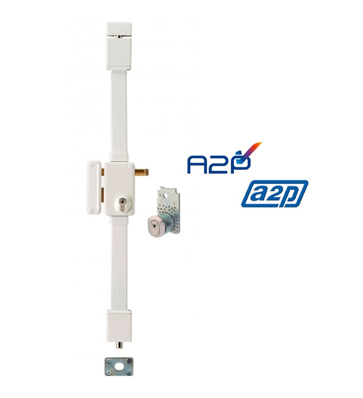 Serrure de porte 3 points haute sécurité A2P Beluga blanc Gauche