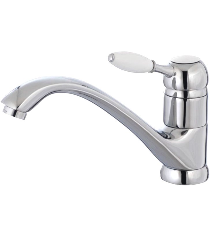 Robinet de cuisine mitigeur d’évier chromé et blanc poignée en porcelaine