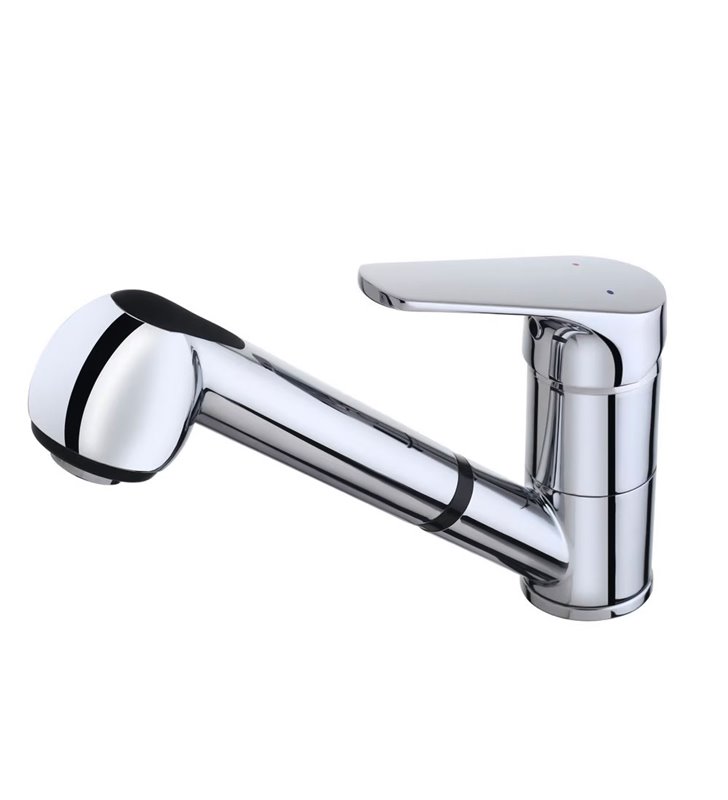 Robinet de cuisine mitigeur évier chromé avec douchette extractible