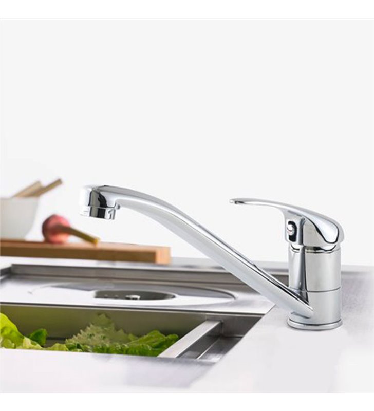 Robinet de cuisine mitigeur d’évier chromé avec bec mobile