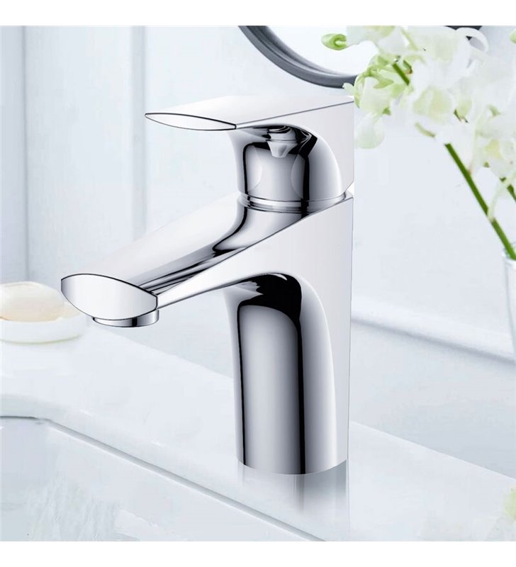 Robinet de salle de bain mitigeur lavabo chromé avec flexibles d'alimentation