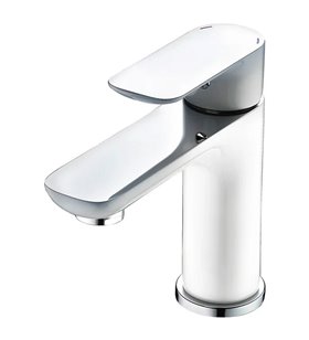 Mitigeur lavabo robinet salle de bain chromé blanc moderne