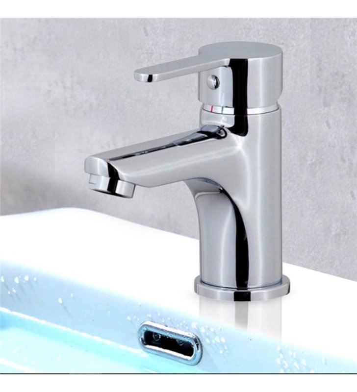 Robinet de salle de bain mitigeur lavabo chromé poignée métal design