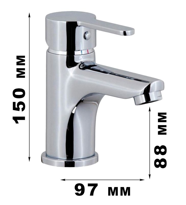 Robinet de salle de bain mitigeur lavabo chromé poignée métal design