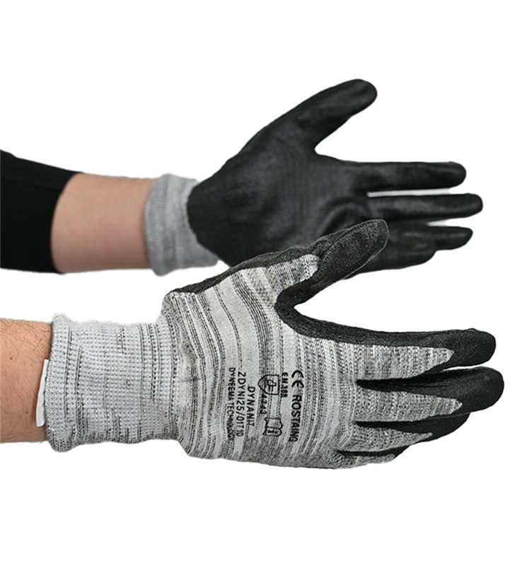 Lot de 10 gants de travail en PE Nitrile anti coupure Dynanit EN388