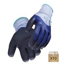 Lot de 10 paires de gants de sécurité en PE Nitrile anti coupure Gripcut EN388 EN407