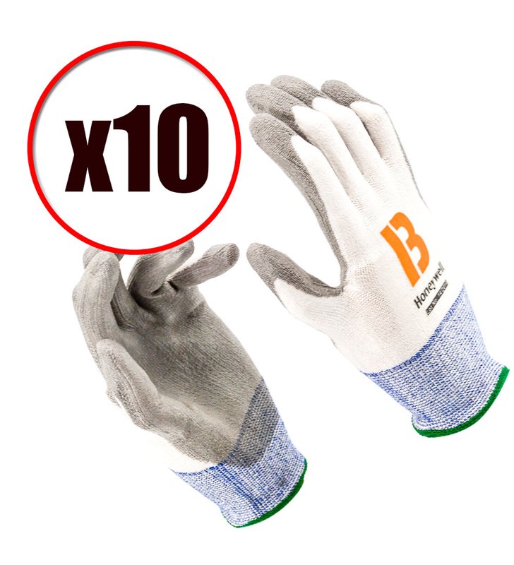 Lot de 10 gants de travail en PU tricot anti coupure Vertigo PU3 EN388