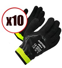 Lot de 10 paires de gants de travail anti coupure anti froid Rostaing EN388 EN511