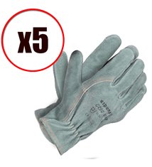 Lot de 5 paires de gants de travail cuir bovin pour milieu humide Greo EN388