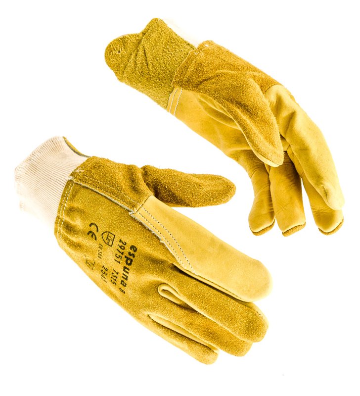 Lot de 10 gants de travail manutention cuir fleur de bovin EN388