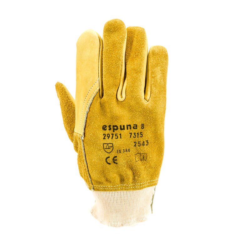 Lot de 10 gants de travail manutention cuir fleur de bovin EN388