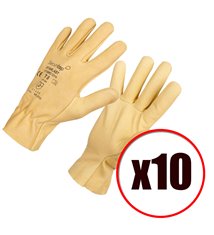 Lot de 10 paires de gants de travail hydrofuge cuir bovin Starlast EN388 EN420