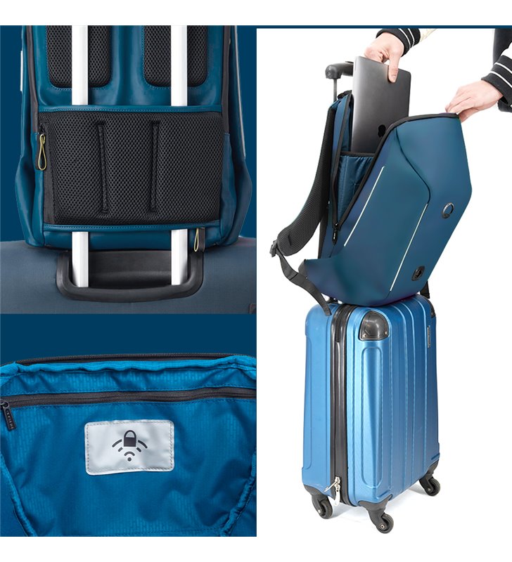 Sac à dos Bleu Vélo trottinette DELSEY SECURAIN compatible éclairage Cosmo connected