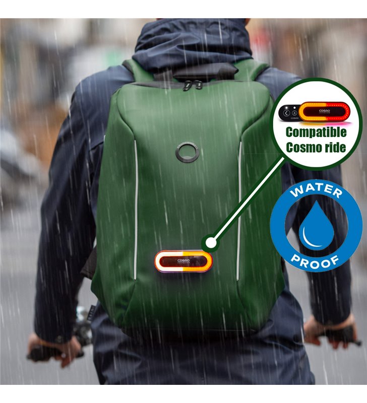 Sac à dos Vert Vélo trottinette DELSEY SECURAIN compatible éclairage Cosmo connected