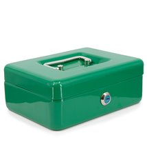 Caisse à monnaie verte en acier avec poignée monnayeur à serrure