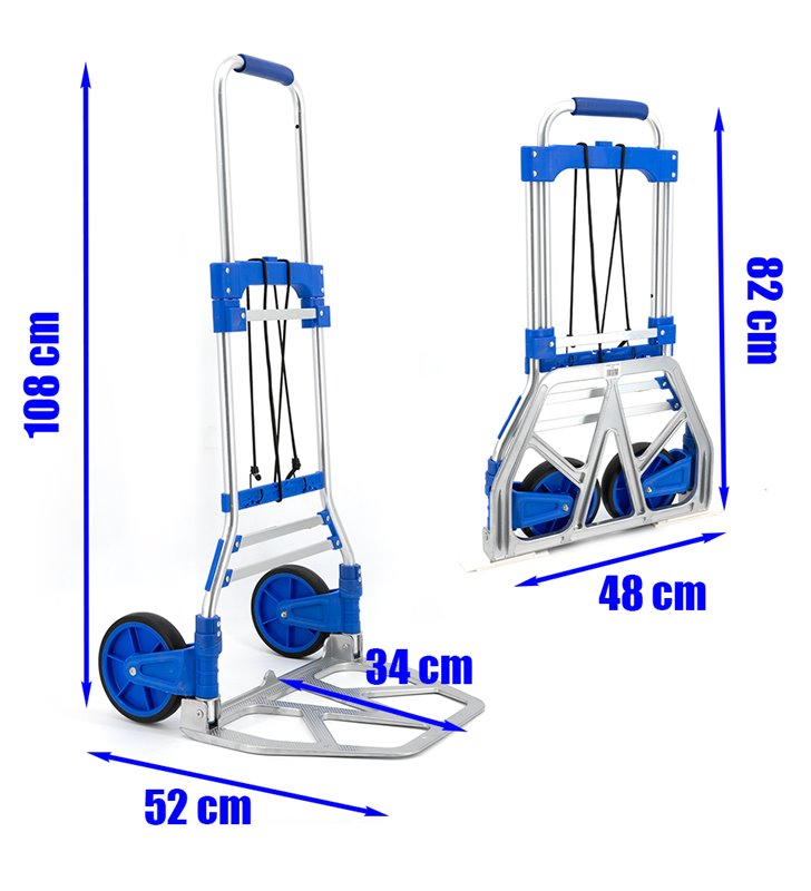Diable pliable en aluminium réglable en hauteur Chariot charge transport 90 kg