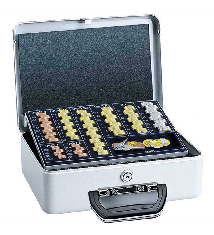 Caisse de monnaie en acier Duobox avec poignée monnayeur à serrure