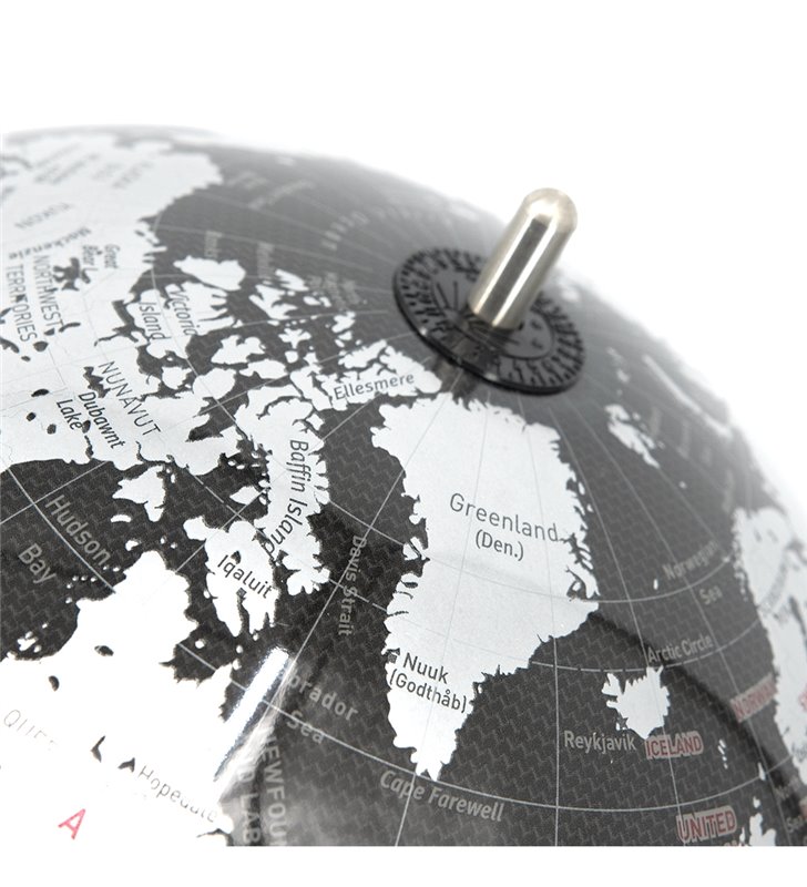 Globe terrestre décoratif 30 cm carte Monde Design Noir et Gris