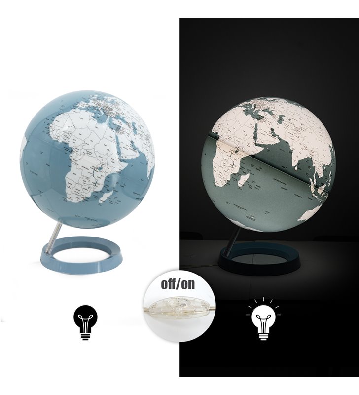 Globe terrestre lumineux 30 cm Bleu carte monde anglaise Terre