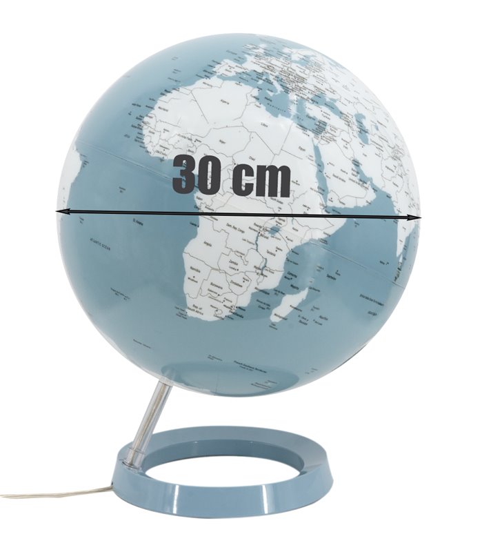 Globe terrestre lumineux 30 cm Bleu carte monde anglaise Terre
