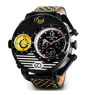 Montre sport homme analogique à quartz bracelet cuir étanche chronographe GTO Pitlane